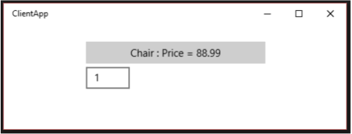 app di esempio che visualizza il prezzo della sedia=88,99
