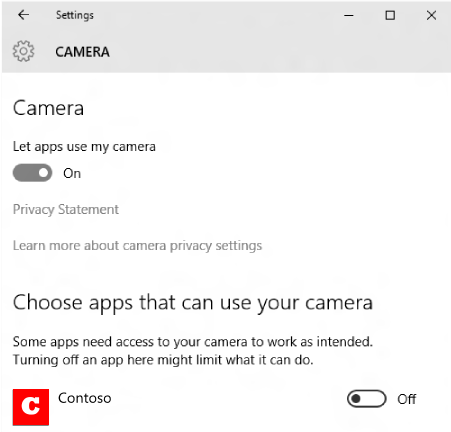 impostazioni di privacy della fotocamera.