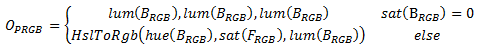 Formula matematica per un effetto di fusione di saturazione.