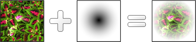 diagramma di una bitmap fogliame con un pennello sfumato radiale applicato