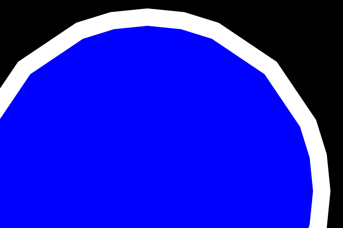 una coppia di realizzazioni geometrie ellittiche (riempimento e tratto) che sono state ridimensionate troppo lontane. gli artefatti curve-flattening sono visibili.