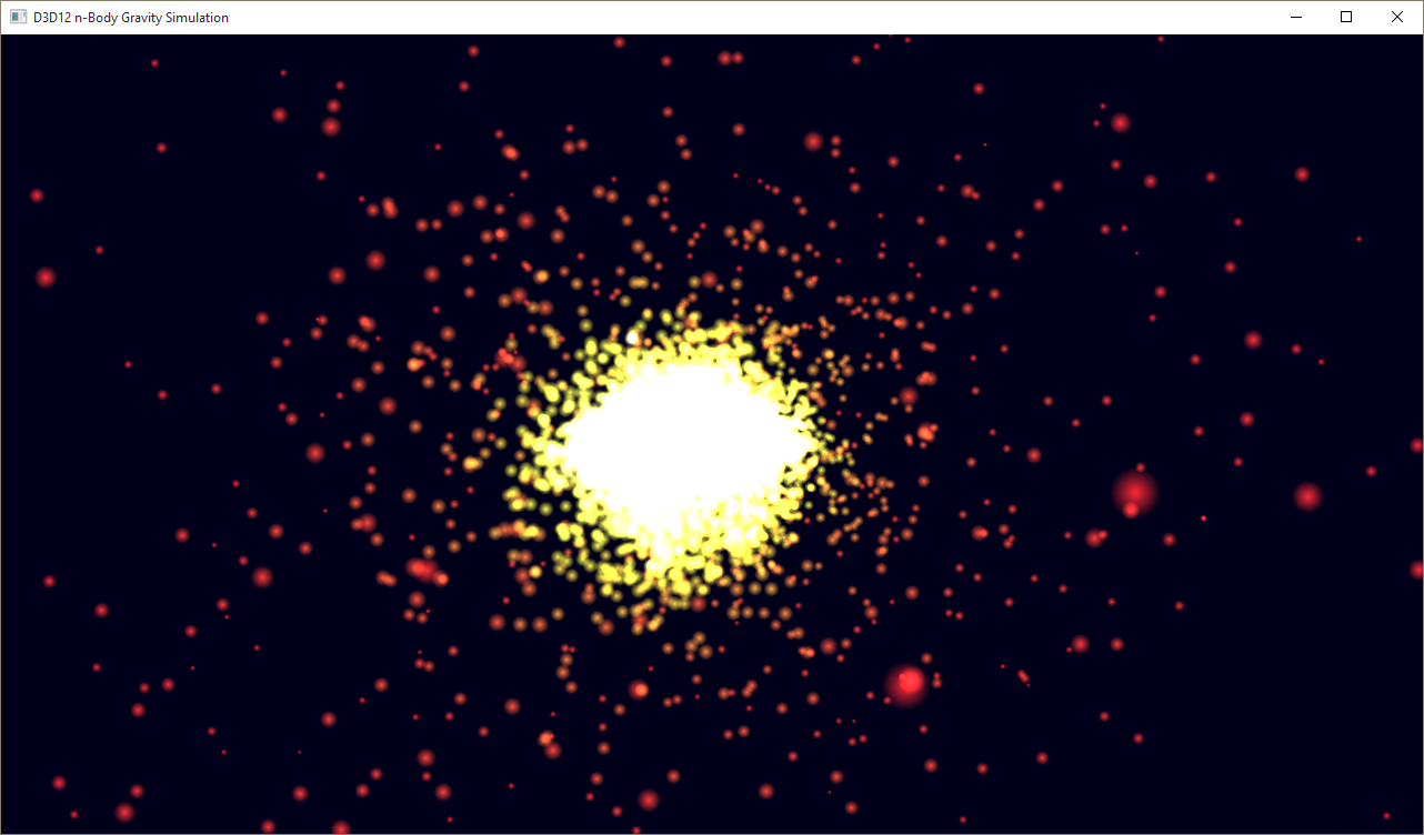 schermata della simulazione di gravità del corpo finale n