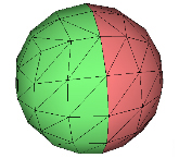 illustrazione di una sfera partizionata in due grafici