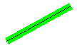 illustrazione che mostra una linea sottile, diagonale, nera circondata da una linea larga, verde 