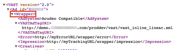 Screenshot that provides guidance on taking corrective actions by avoiding the use of multiple chained Wrapper elements in VAST documents.