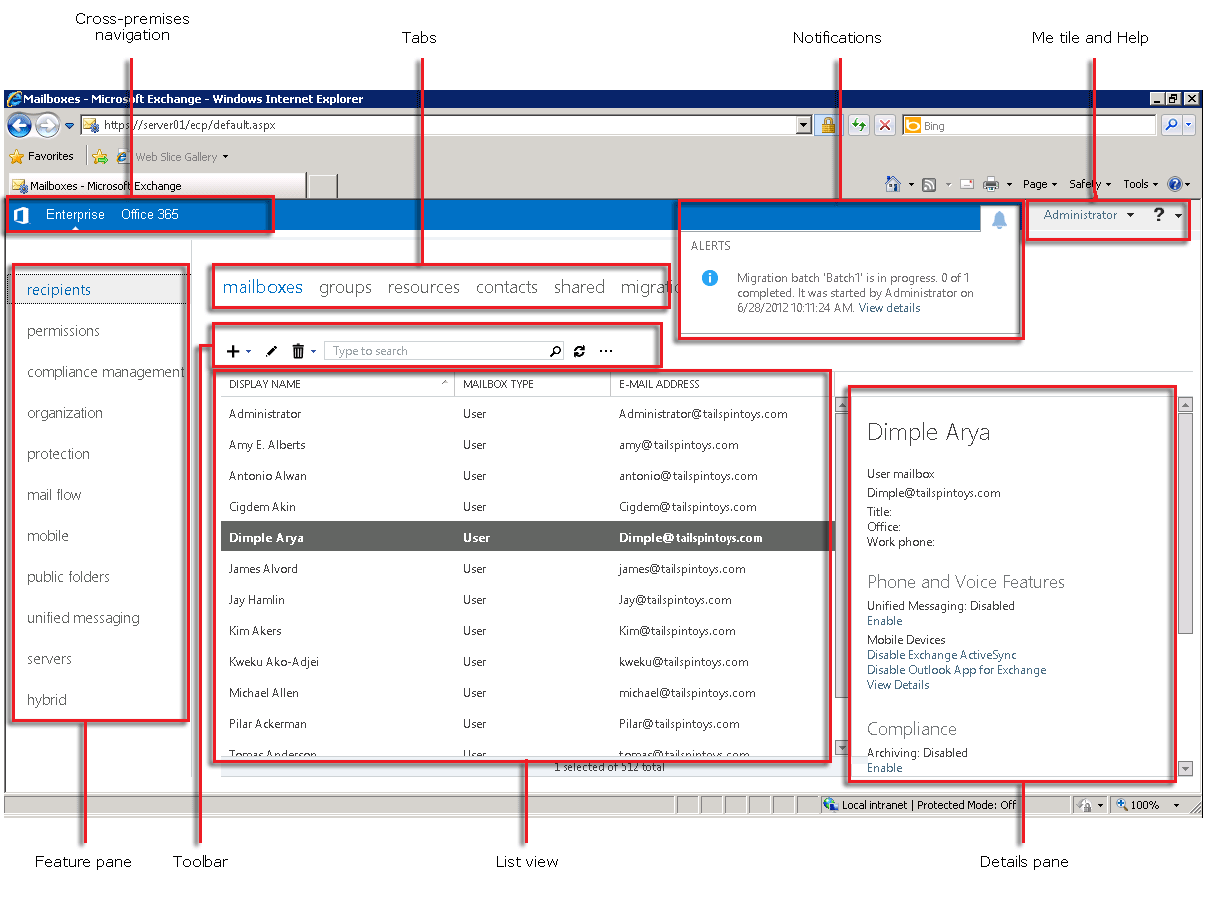 Exchange 管理センター。