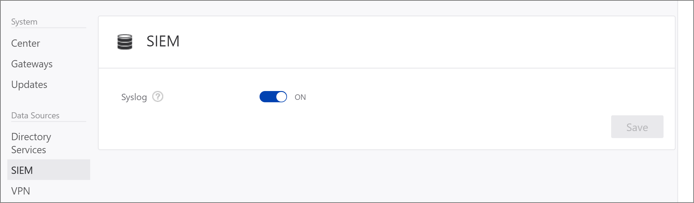 syslog リスナー UDP イメージを有効にします。