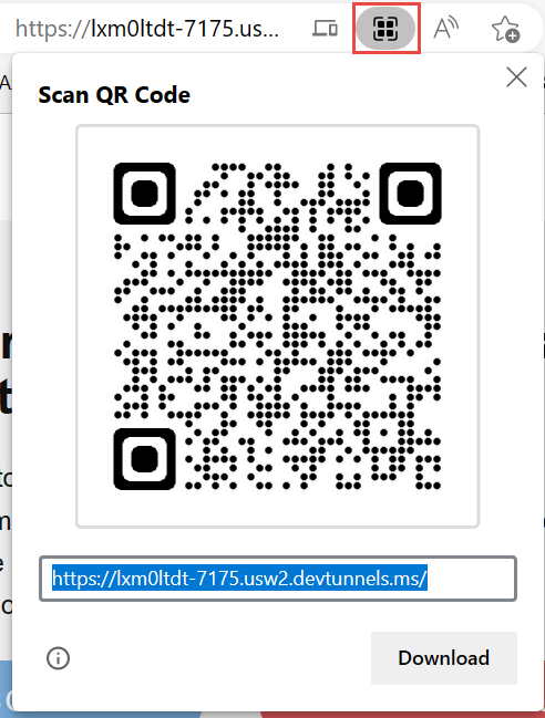 作成するためのボタンが強調表示された QR コード。