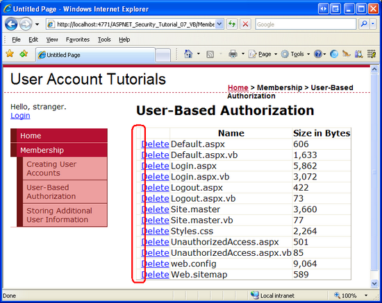 LoginView コントロールは、匿名の訪問者の表示 LinkButtons を非表示にします。