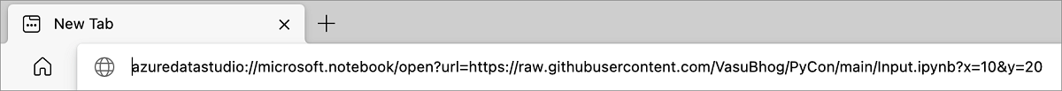 ブラウザーの検索バーの URI リンクを示すスクリーンショット。