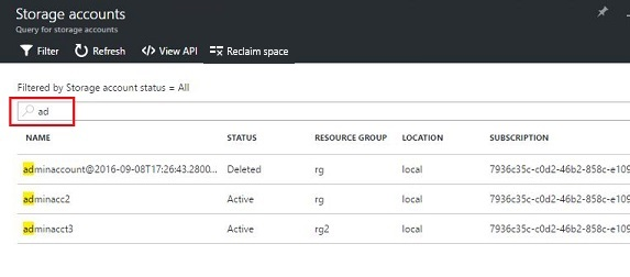 Azure Stack Hub のストレージ アカウントを見つける