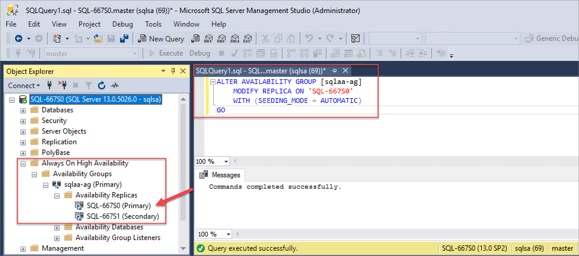 プライマリ SQL インスタンス スクリプト