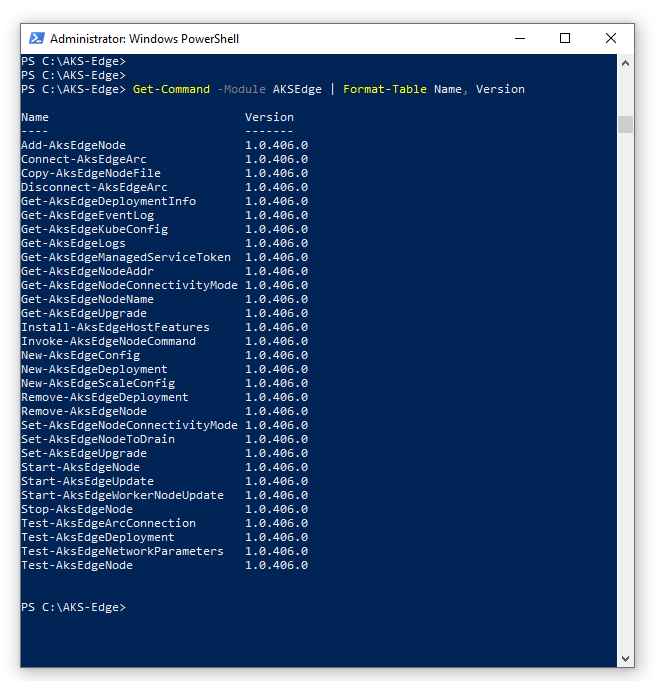 インストールされている PowerShell モジュールのスクリーンショット。