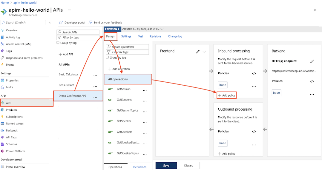 API Management でポリシーを追加する