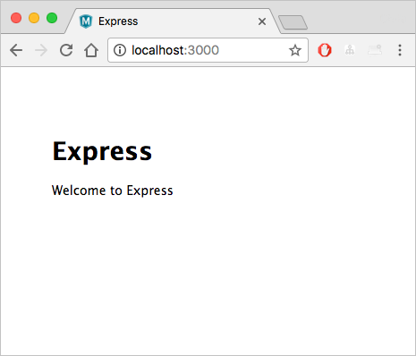 実行中の Express アプリケーションのスクリーンショット。