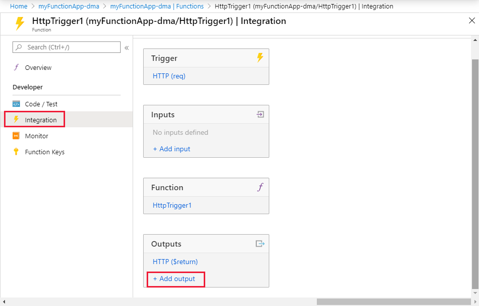 Azure Cosmos DB 出力バインディングを追加する。