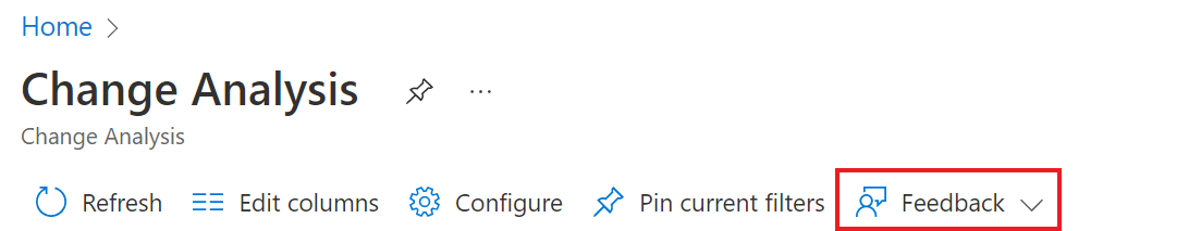 [変更分析] タブのフィードバック ボタンのスクリーンショット