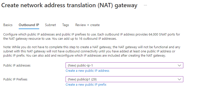 NAT Gateway のパブリック IP 情報を示すスクリーンショット。