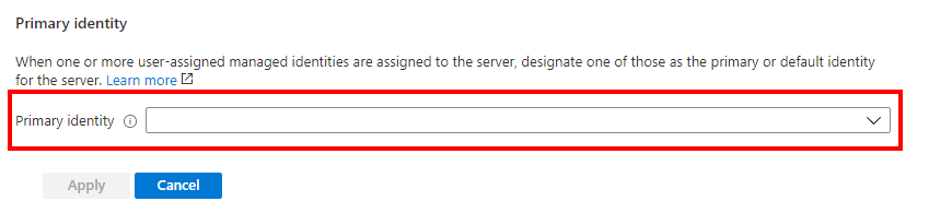 サーバーのプライマリ ID を選択しているスクリーンショット。