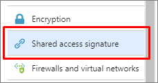 [ストレージの設定] メニューの [Shared Access Signature] アイコン。