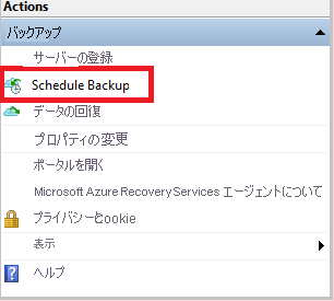 [バックアップのスケジュール] オプションを示すスクリーンショット。