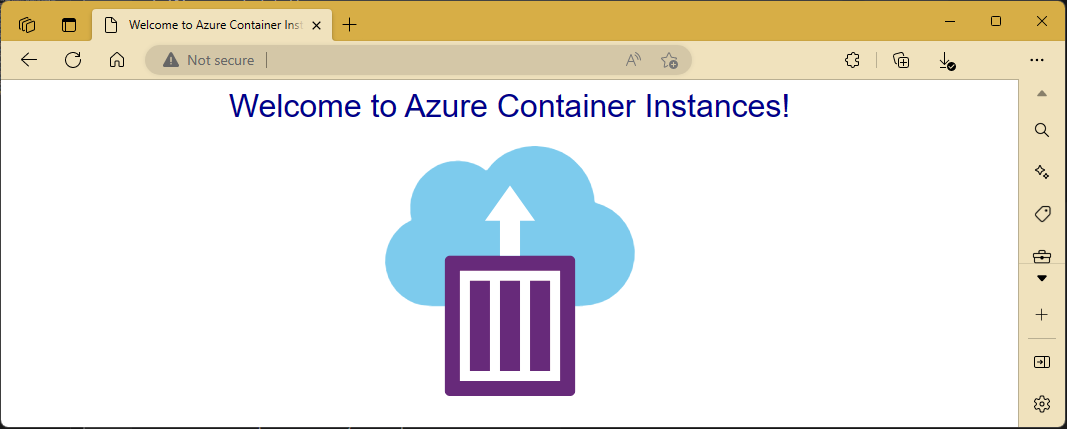 Azure Container Instances サンプル ページのスクリーンショット