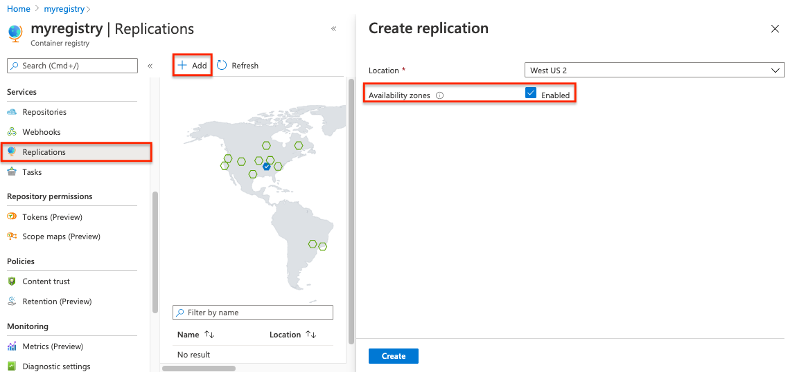 Azure portal でゾーン冗長レプリケーションを有効にする