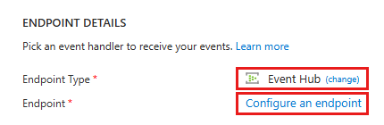 イベント を受信するイベント ハンドラー (イベント ハブ - Azure Data Explorer) を選択します。