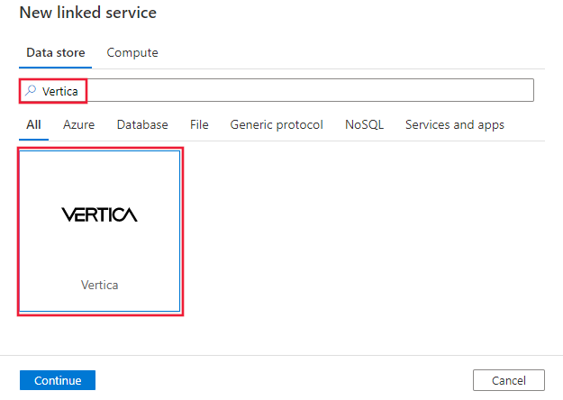 Vertica コネクタのスクリーンショット。