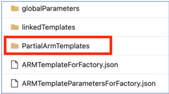 'PartialArmTemplates' フォルダーを示す図。