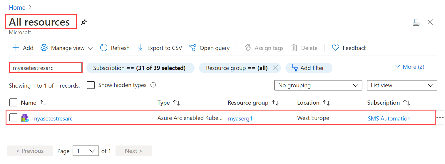 Azure Arc リソースに移動する