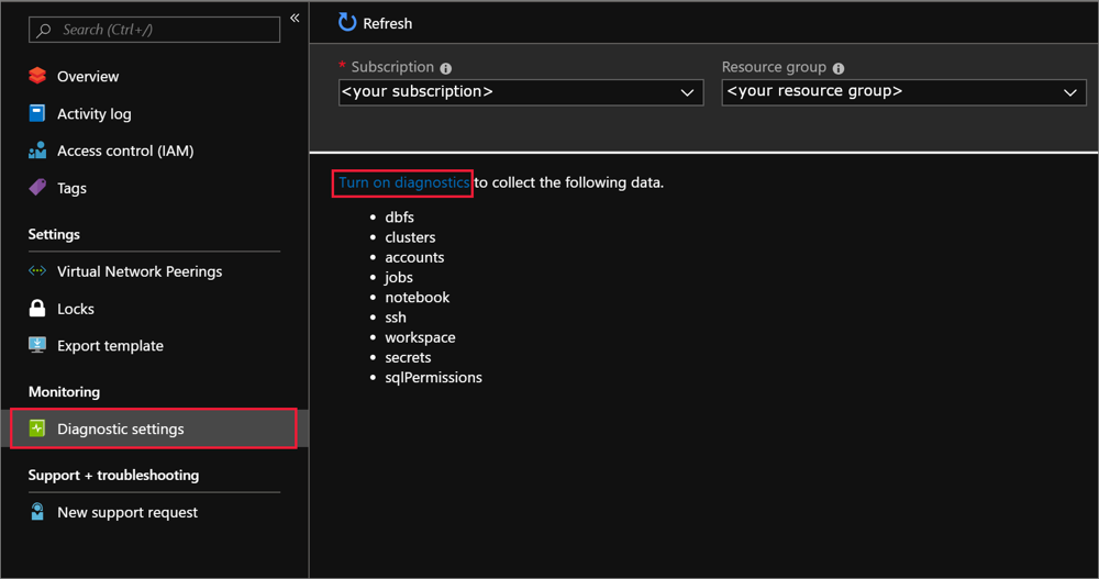 Azure Databricks で診断を有効にする