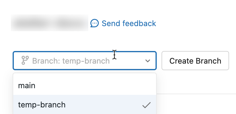 Git ダイアログで別のブランチに切り替える