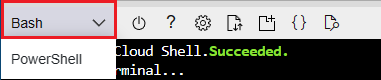 Azure Cloud Shell のスクリーンショット。