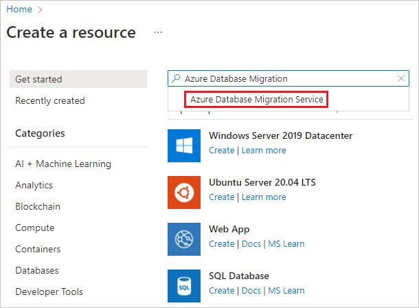 Azure Marketplace のスクリーンショット。