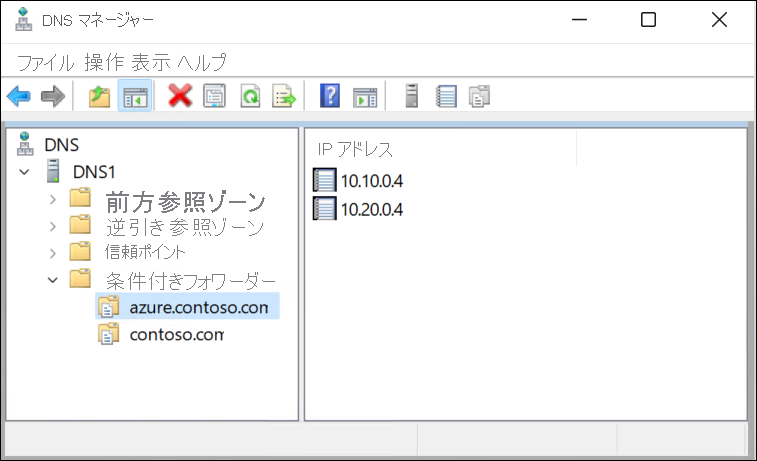 DNS フォワーダーの表示