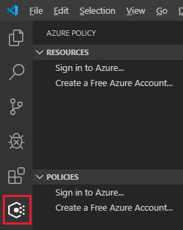 Visual Studio Code と Azure Policy 拡張機能のアイコンのスクリーンショット。