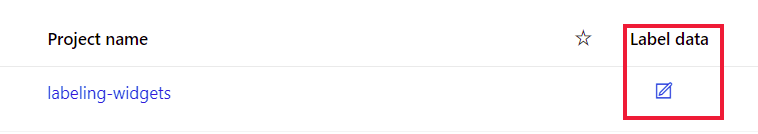 プロジェクトのラベル データ ツールを示すスクリーンショット。
