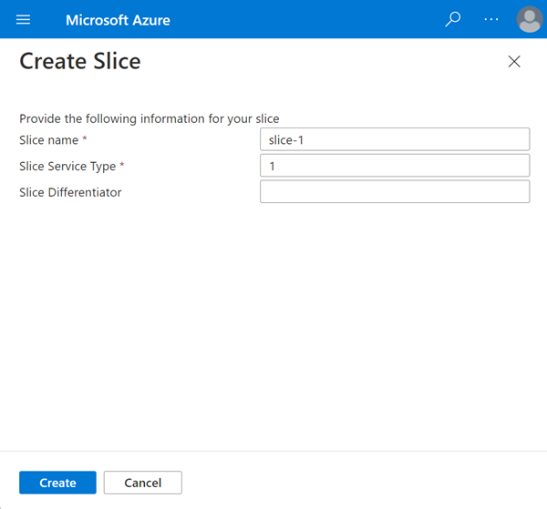 [スライスの作成] 画面を示すAzure portalのスクリーンショット。