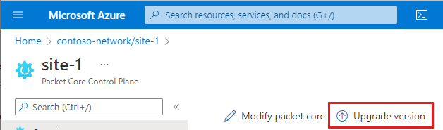 [Upgrade version](バージョンのアップグレード) オプションが表示されている Azure portal のスクリーンショット。