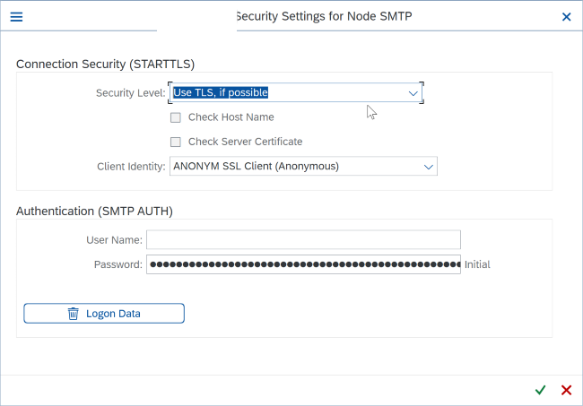 SCOT での SMTP のセキュリティの構成