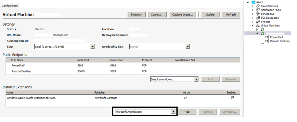 Visual Studio での仮想マシンの構成