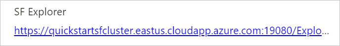 マネージド クラスターの [概要] ページの [SF Explorer] リンクのスクリーンショット、PNG。