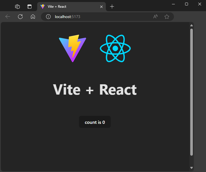 生成された react Web アプリケーションのスクリーン ショット。