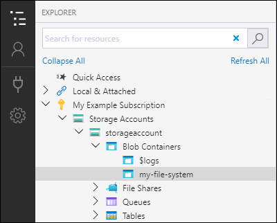 Microsoft Azure Storage Explorer - コンテナーが作成された