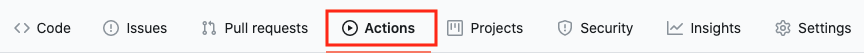 GitHub Actions menu item