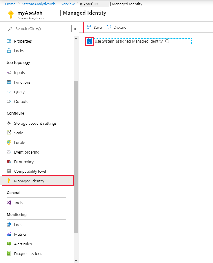 Select system-assigned managed identity