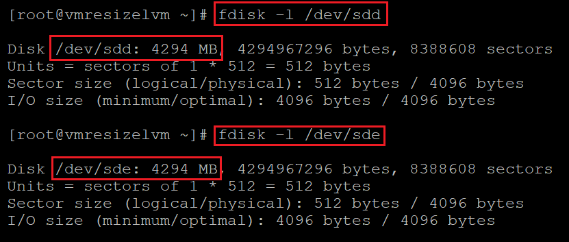 ディスク サイズを確認するコードを示すスクリーンショット。結果が強調表示されています。