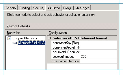 WCF-WebHttp アダプター BTS_SF_WebHttp_Behaviorの [動作] タブ