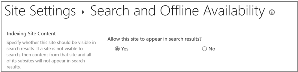 Microsoft 365 検索設定の SharePoint。